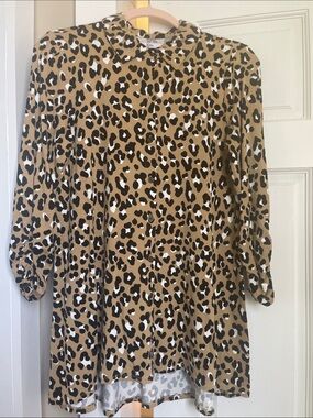 Kim Rogers Camel, Black & White Leopard-Print Tunic